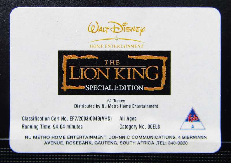 The Lion King - Special Edition - Disney VHS Tape (2003)