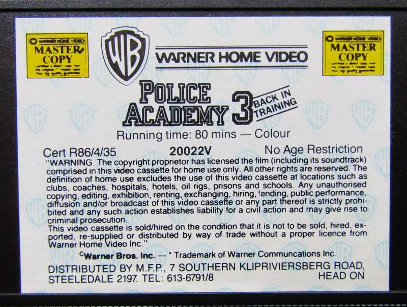 Police Academy 3 - Movie VHS Tape (1985)