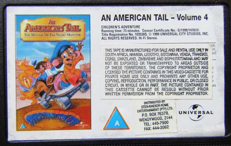 An American Tail - Volume 4 - VHS Tape (1999)