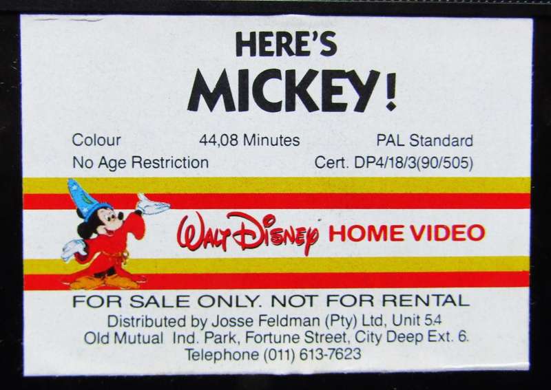 Here's Mickey - Walt Disney VHS Tape (1990)