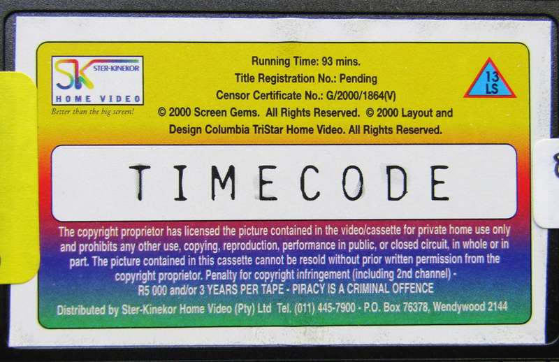 Timecode - Salma Hayek - Movie VHS Tape (2000)