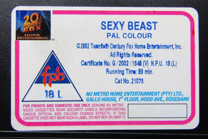 Sexy Beast - Ben Kingsley - Movie VHS Tape (2002)