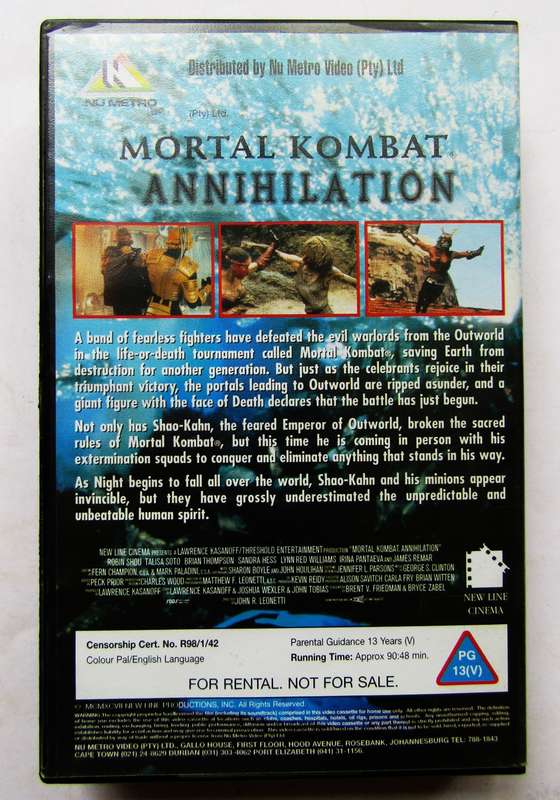 Mortal Kombat 2: Annihilation - Movie VHS Tape (1998)