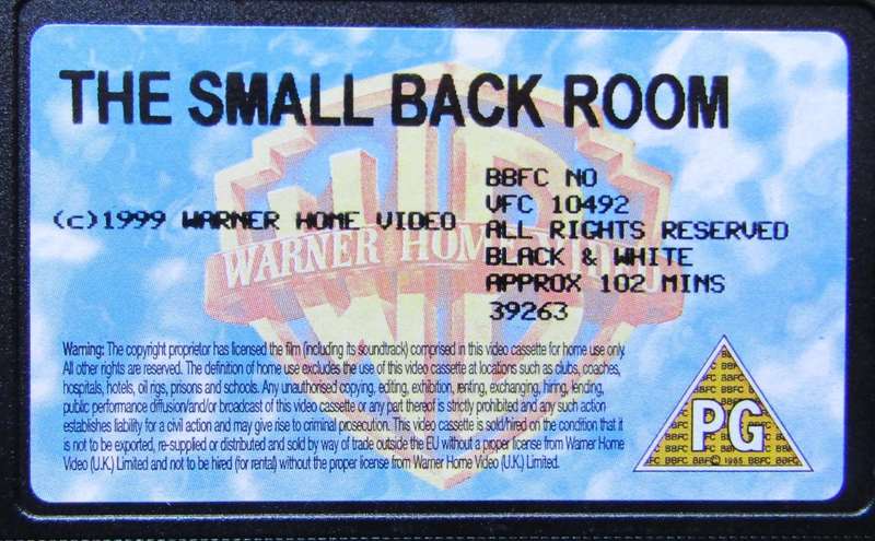 The Small Back Room - Movie VHS Tape (1999)