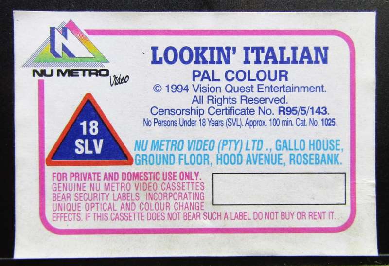 Lookin' Italian - Matt LeBlanc - Movie VHS Tape (1995)