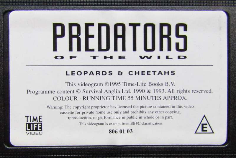 Cheetah & Leopard - Predators of the Wild - VHS Video Tape (1995)