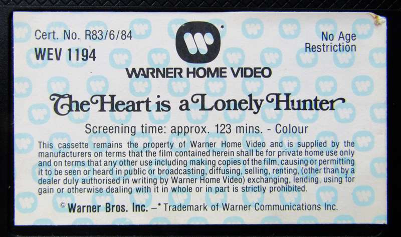 The Heart Is a Lonely Hunter - Movie VHS Tape (1982)