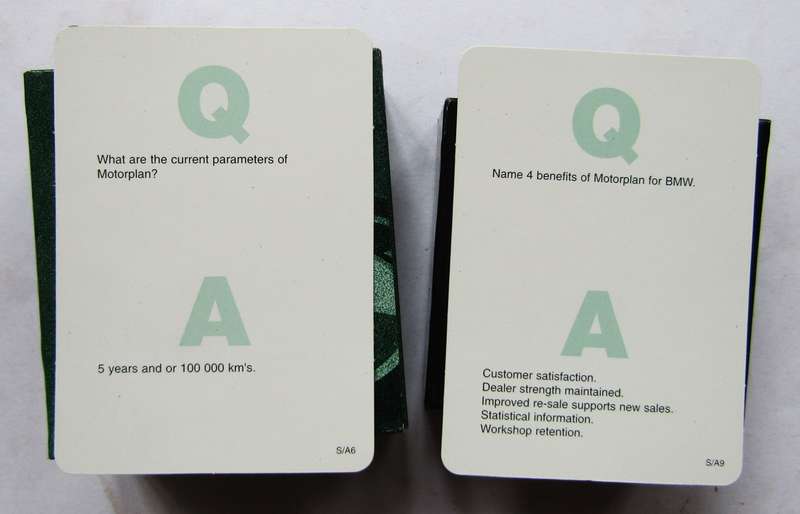Old BMW Motors Q & A Cards