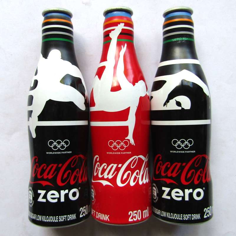 3 Coca Cola Olympic Partner 250ml Aluminium Bottles