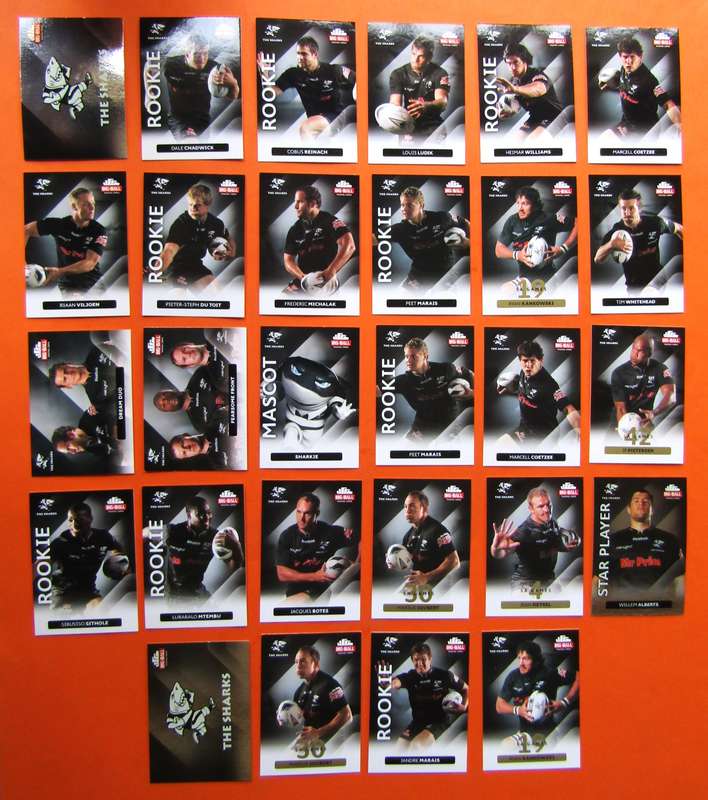 Lot of 28 Sharks Rugby Trading Cards from 2012