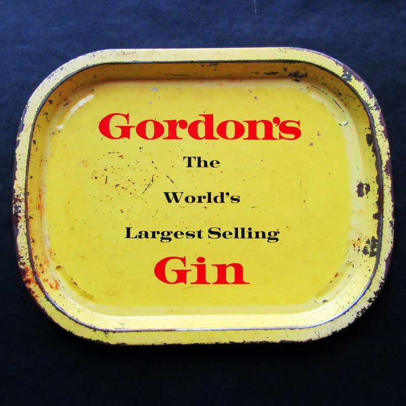 Old Gordon's Gin Advertising Metal Bar Tray