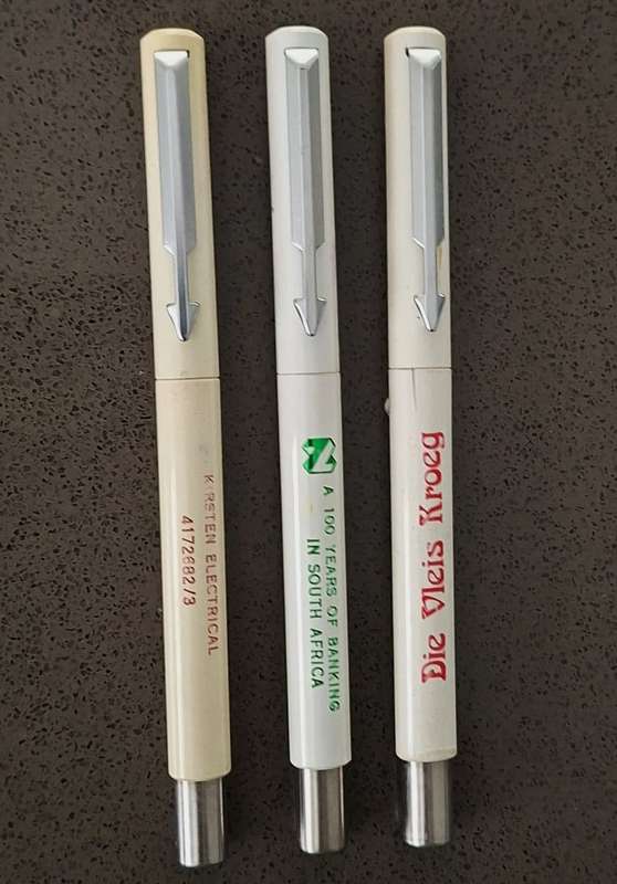 3 Old Parker Roller Ball Advertising Pens