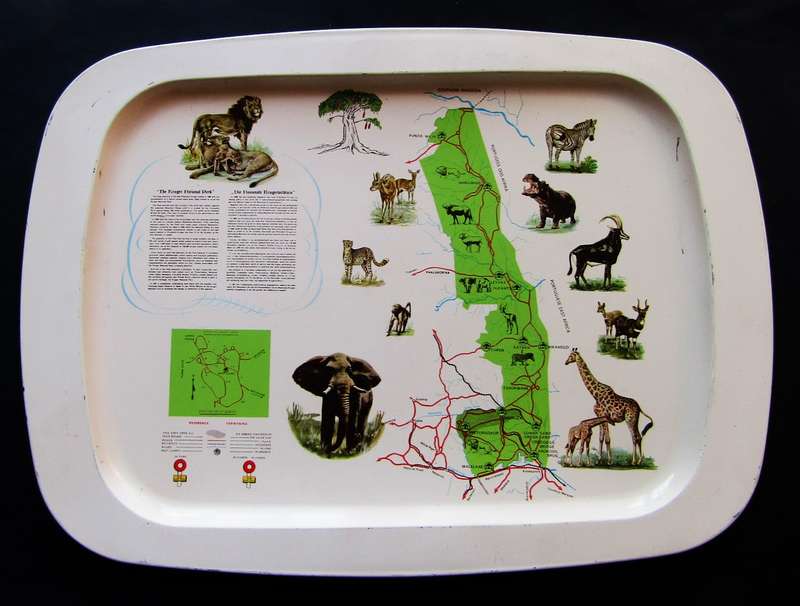 Large Old Kruger Park Wildtuin Metal Tray