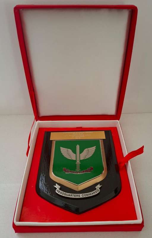 Boxed Singapore Special Forces Plaque - Presented to a SADF Officer