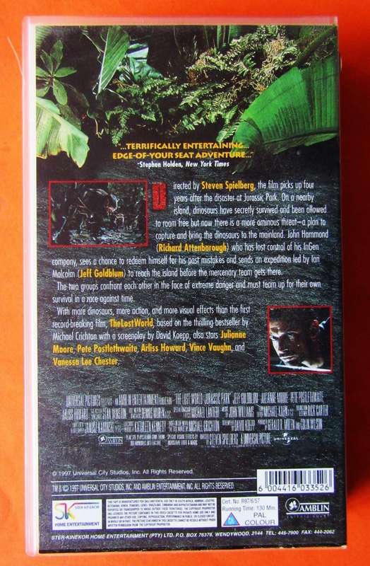 The Lost World - Jurassic Park - Movie VHS Tape (1997)