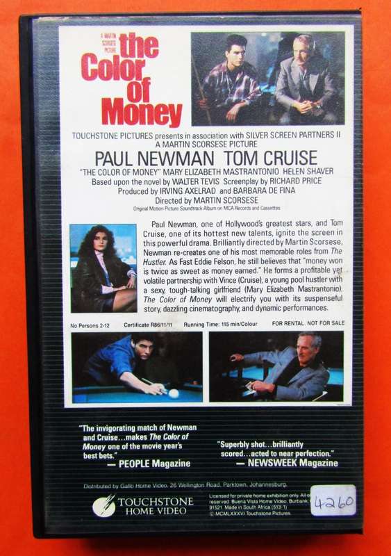 The Color of Money - Tom Cruise - Movie VHS Tape (1986)