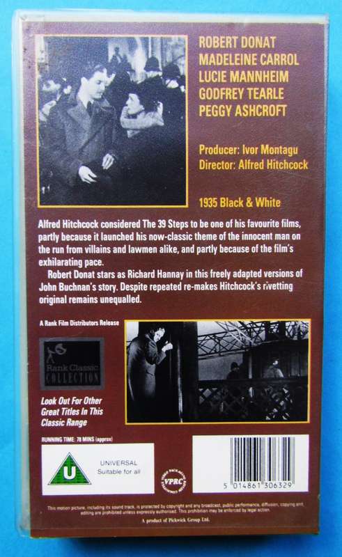 The 39 Steps - Alfred Hitchcock - Movie VHS Tape