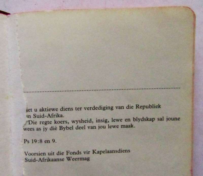 1989 SADF Afrikaans Pocket Bible