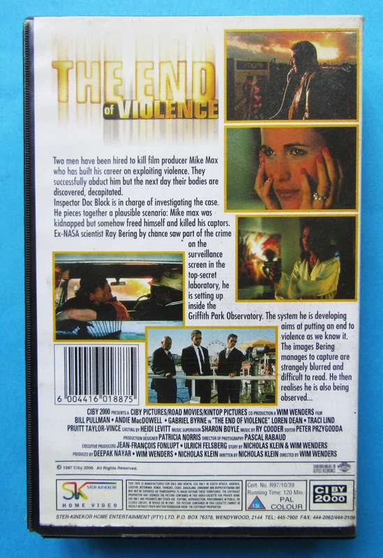 The End of Violence - Movie VHS Tape (1997)