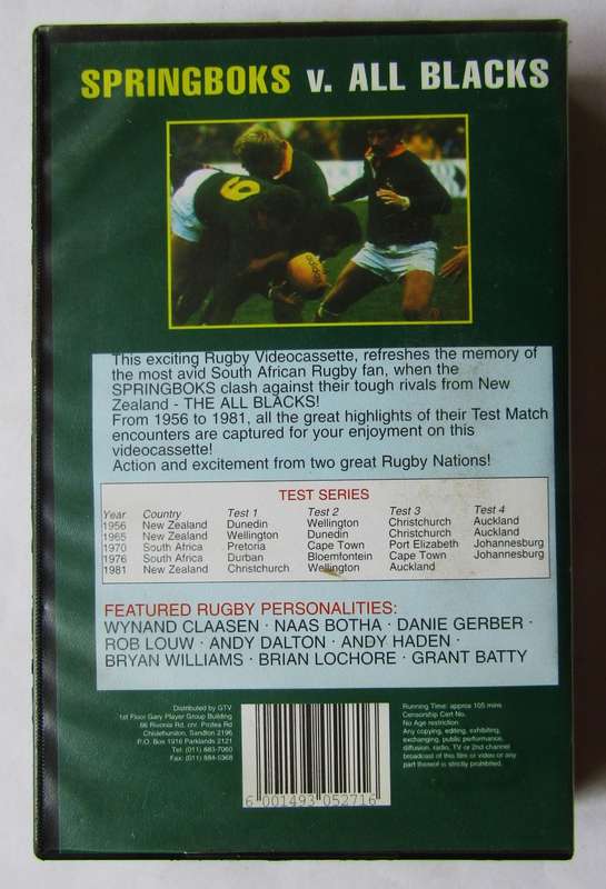 Old Springboks vs All Blacks Rugby VHS Video Tape