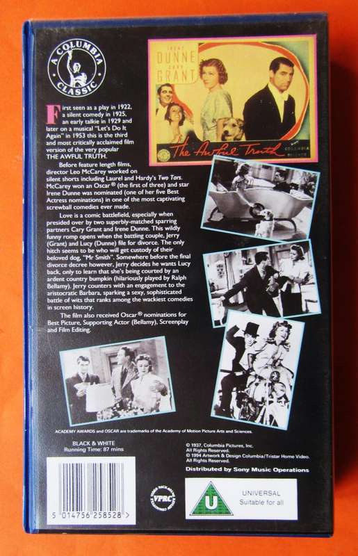 The Awful Truth - Classic Movie VHS Tape (1994)