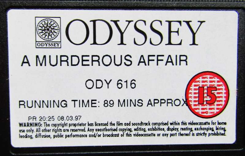 A Murderous Affair - Movie VHS Tape (1993)