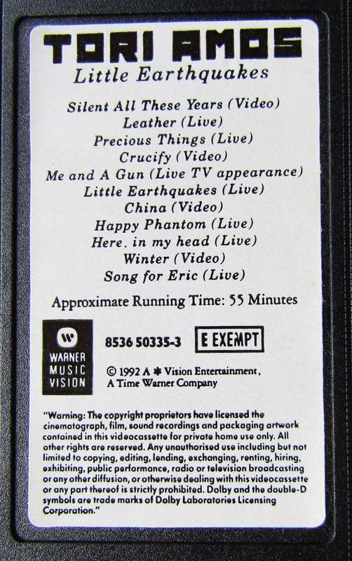Tori Amos - Little Earthquakes - VHS Video Tape (1992)