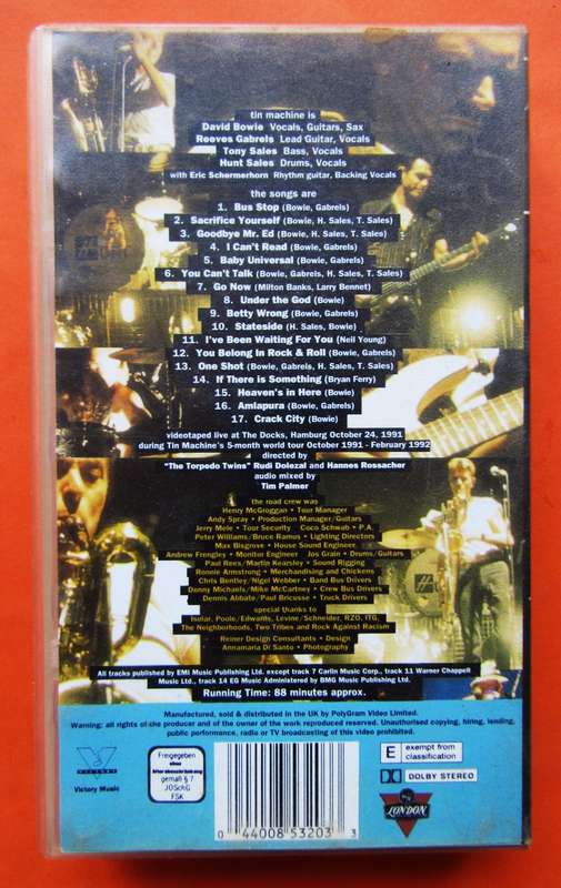 Tin Machine Live: Oy Vey, Baby - VHS Video Tape (1992)