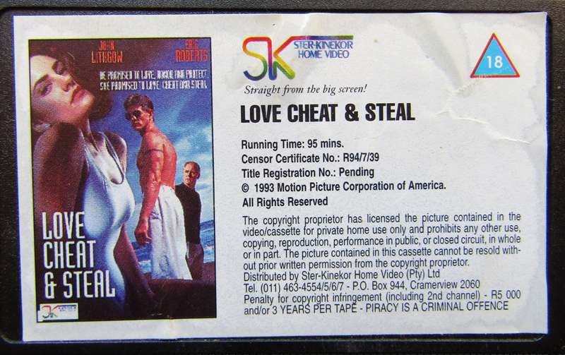 Love, Cheat & Steal - John Lithgow - Movie VHS Tape (1994)