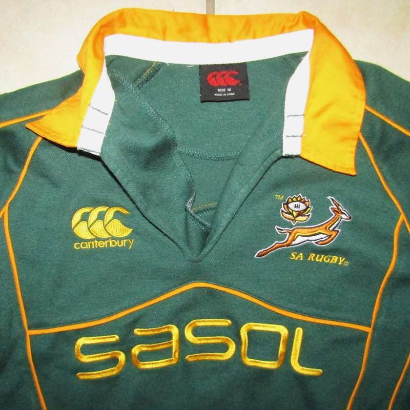 Old Long Sleeve Springbok Rugby Jersey - Kids Size 12