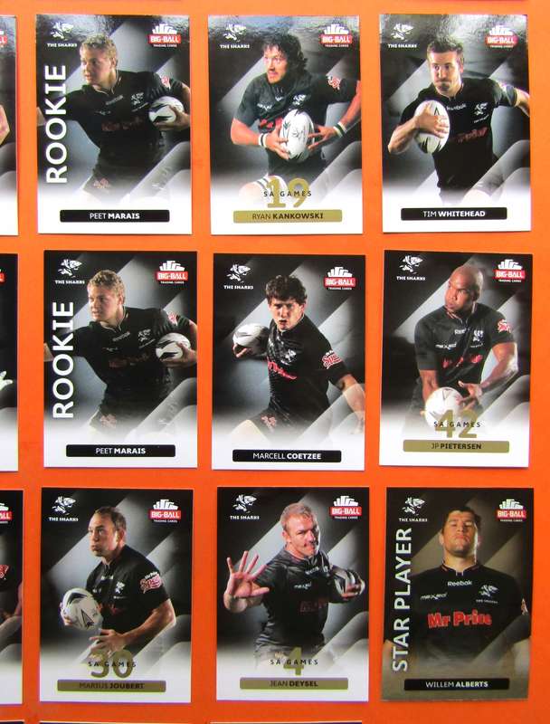 Lot of 28 Sharks Rugby Trading Cards from 2012