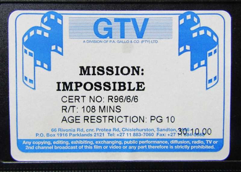 Mission Impossible - Tom Cruise - Movie VHS Tape (1996)