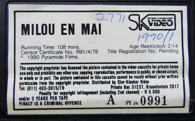 Milou en Mai - Dark Comedy Movie VHS Tape (1990)