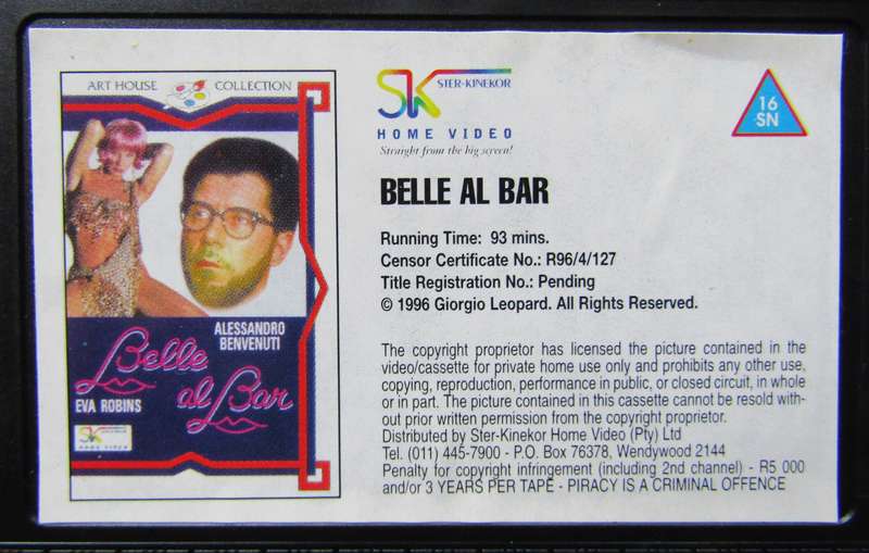 Belle al Bar - Art House Comedy Movie VHS Tape (1996)