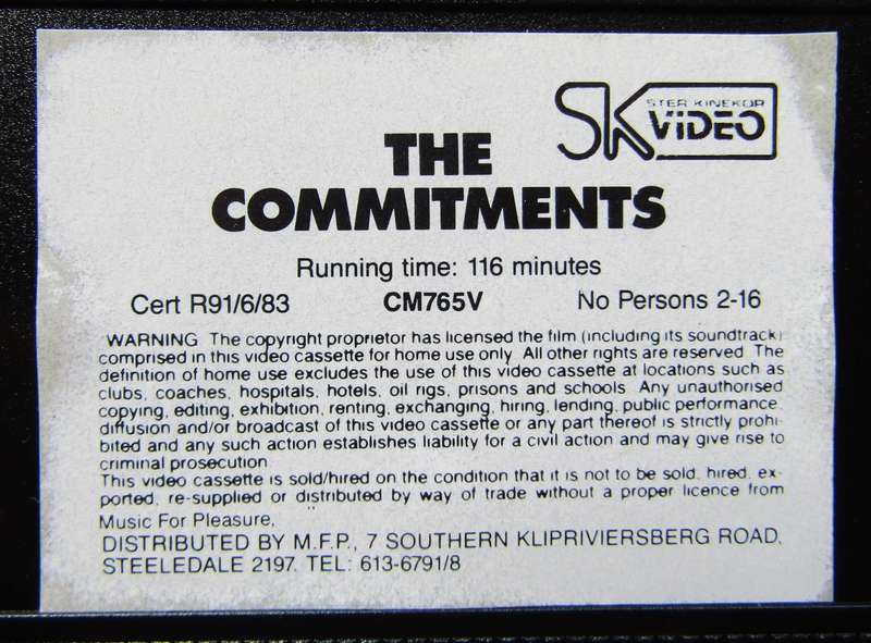The Commitments - Movie VHS Tape (1991)