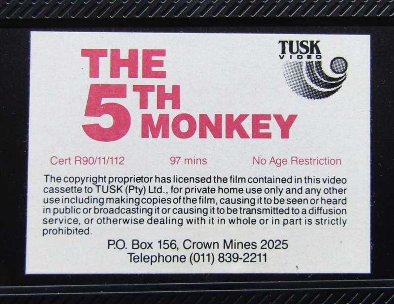 The 5th Monkey - Ben Kingsley - Movie VHS Tape (1990)
