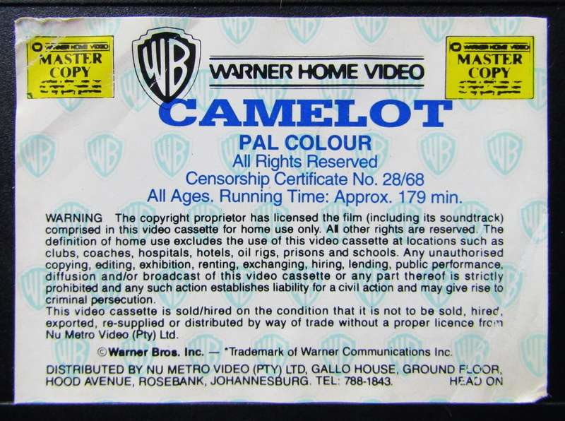 Camelot - Richard Harris - Movie VHS Tape (1993)