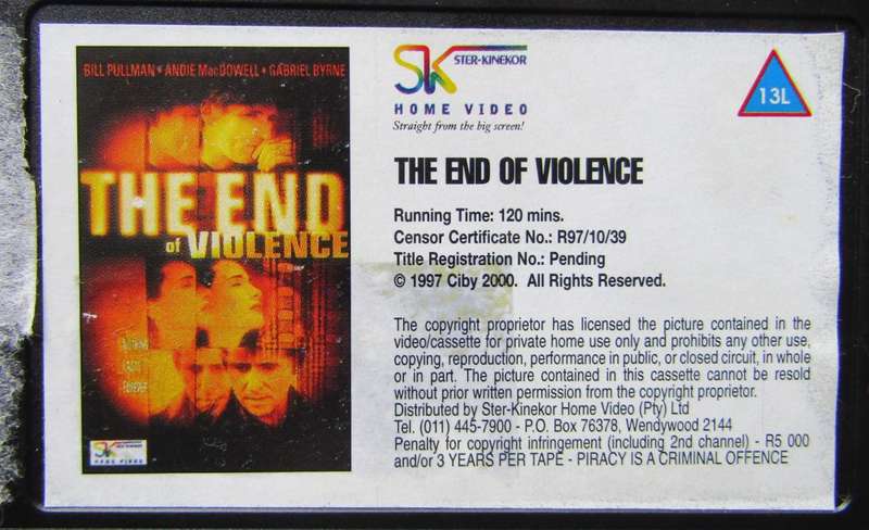 The End of Violence - Movie VHS Tape (1997)