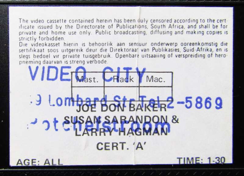 Chequered Flag or Crash - Joe Don Baker - Movie VHS Tape (1977)