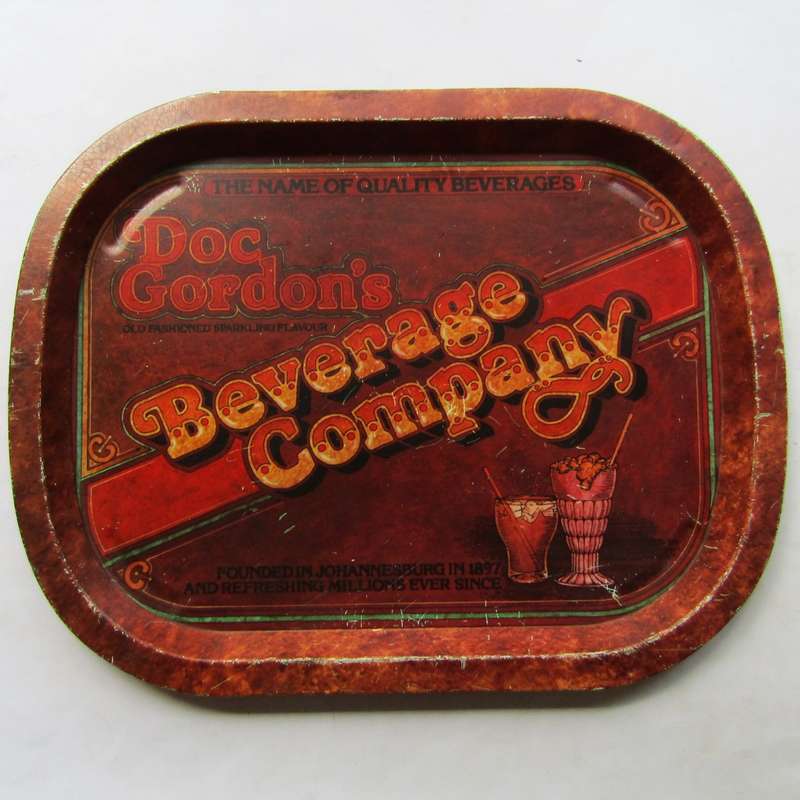 Vintage Doc Gordons Beverage Company Metal Bar Tray