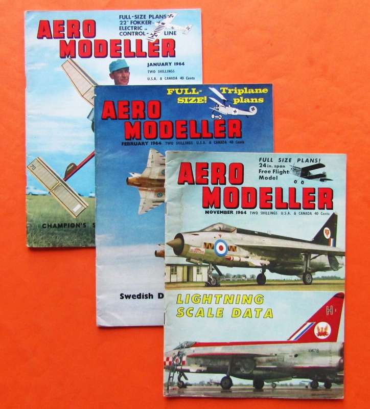 3 Aero Modeller Magazines from 1964