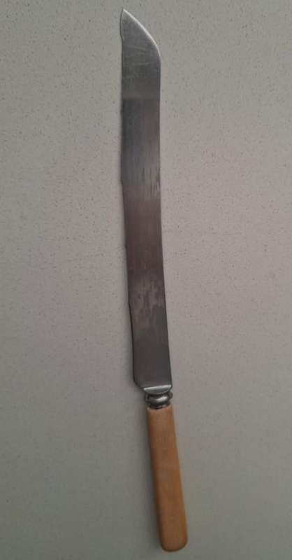 Vintage Made in England Bone Handle Bread Knife - 32cm