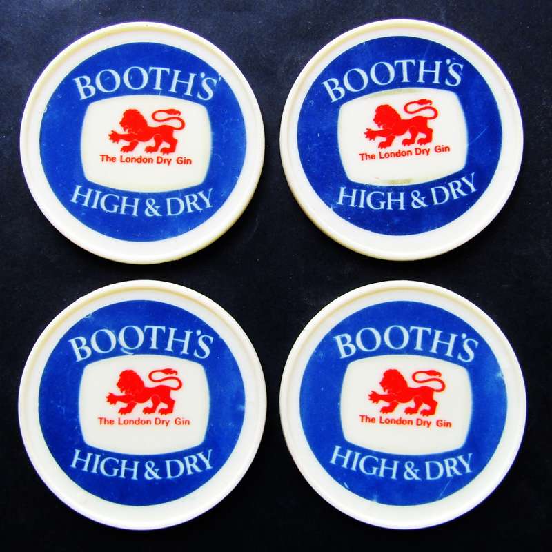 4 Old Booth's London Dry Gin Plastic Coasters