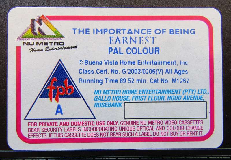 The Importance of Being Earnest - Movie VHS Tape (2003)