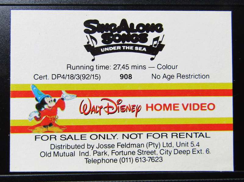 Sing Along Songs - Under the Sea - Walt Disney VHS Tape (1992)