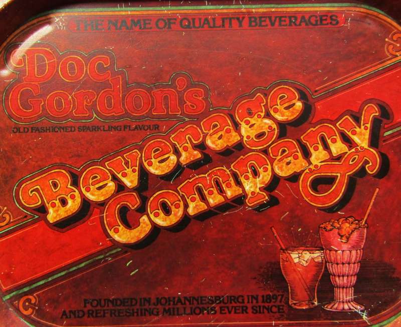 Vintage Doc Gordons Beverage Company Metal Bar Tray