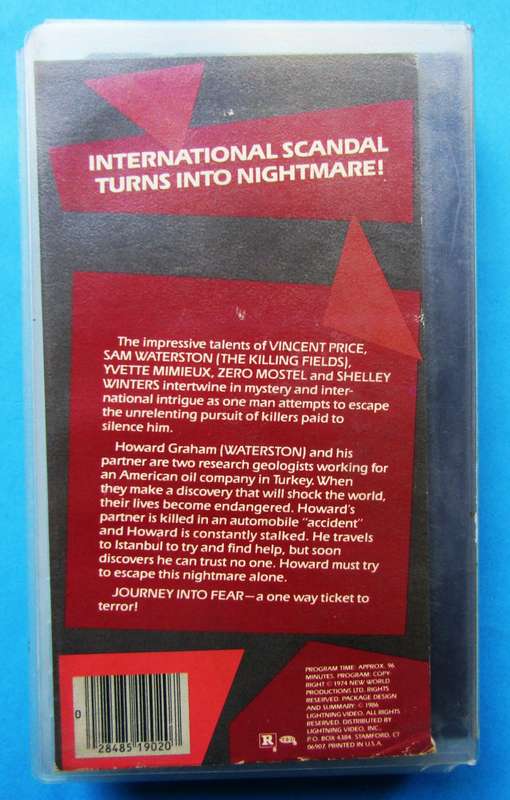 Journey Into Fear - Sam Waterston - Movie VHS Tape (1986)