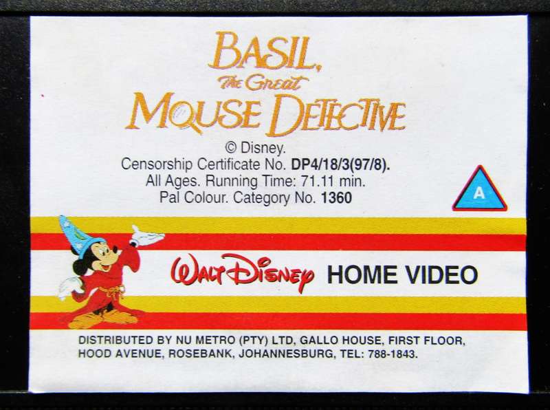 Basil The Great Mouse Detective - Disney VHS Tape (1997)