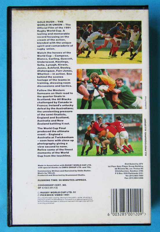 1991 Rugby World Cup - VHS Video Tape