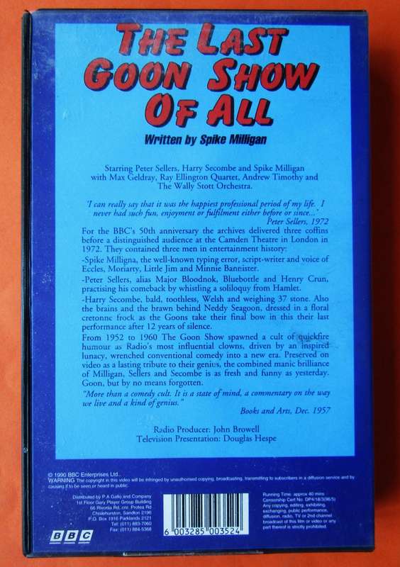 The Last Goon Show of All - Movie VHS Tape (1990)